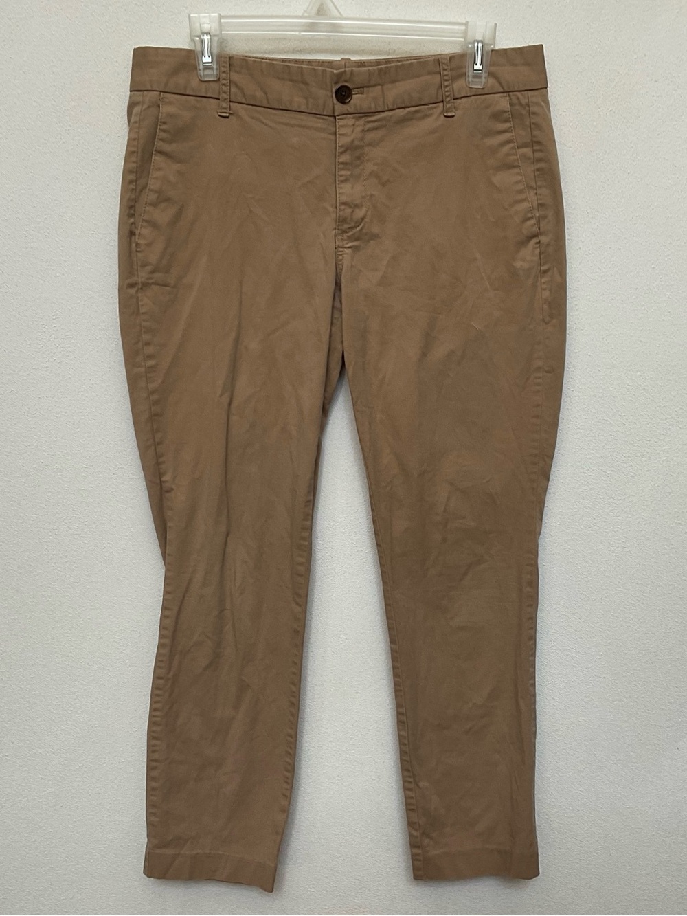 J. Crew Stretch Khaki Button Front Pants Size 8 Uniform Office Career Work